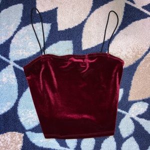 3/10! Deep red velvet crop top tank with skinny straps